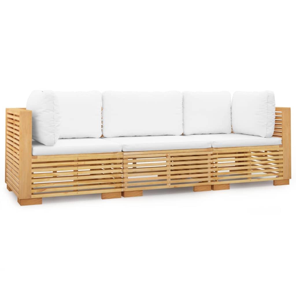 3 Piece Patio Lounge Set with Cushions Solid Wood Teak at Set Shop and Smile