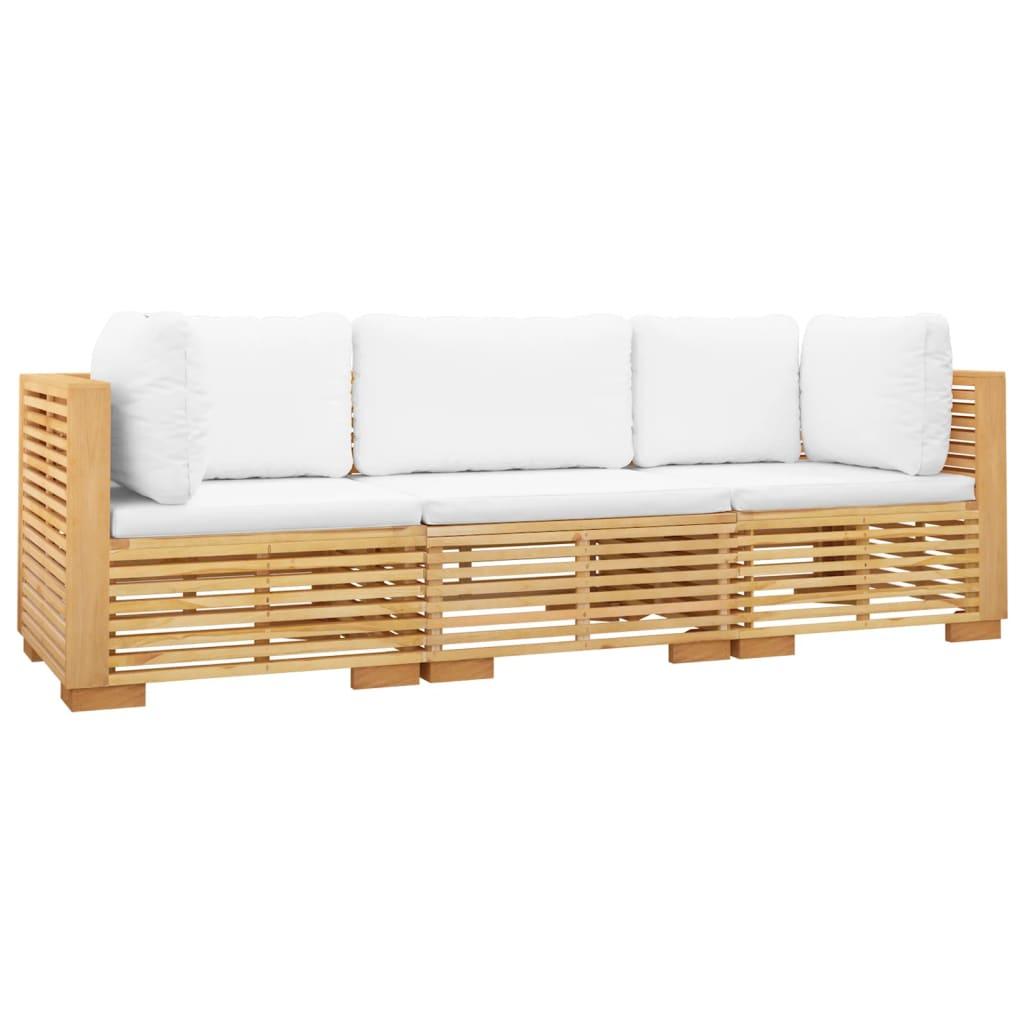 3 Piece Patio Lounge Set with Cushions Solid Wood Teak at Set Shop and Smile