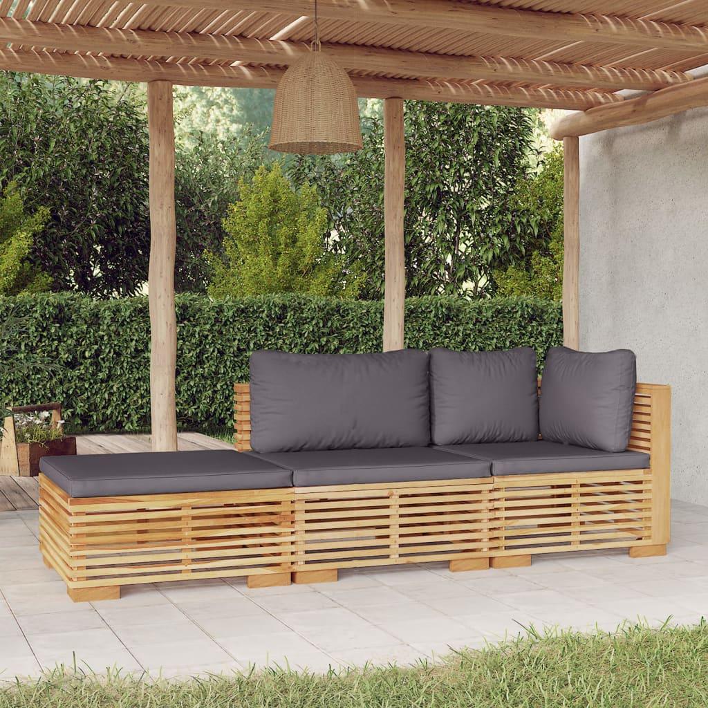 3 Piece Patio Lounge Set with Cushions Solid Wood Teak at Set Shop and Smile