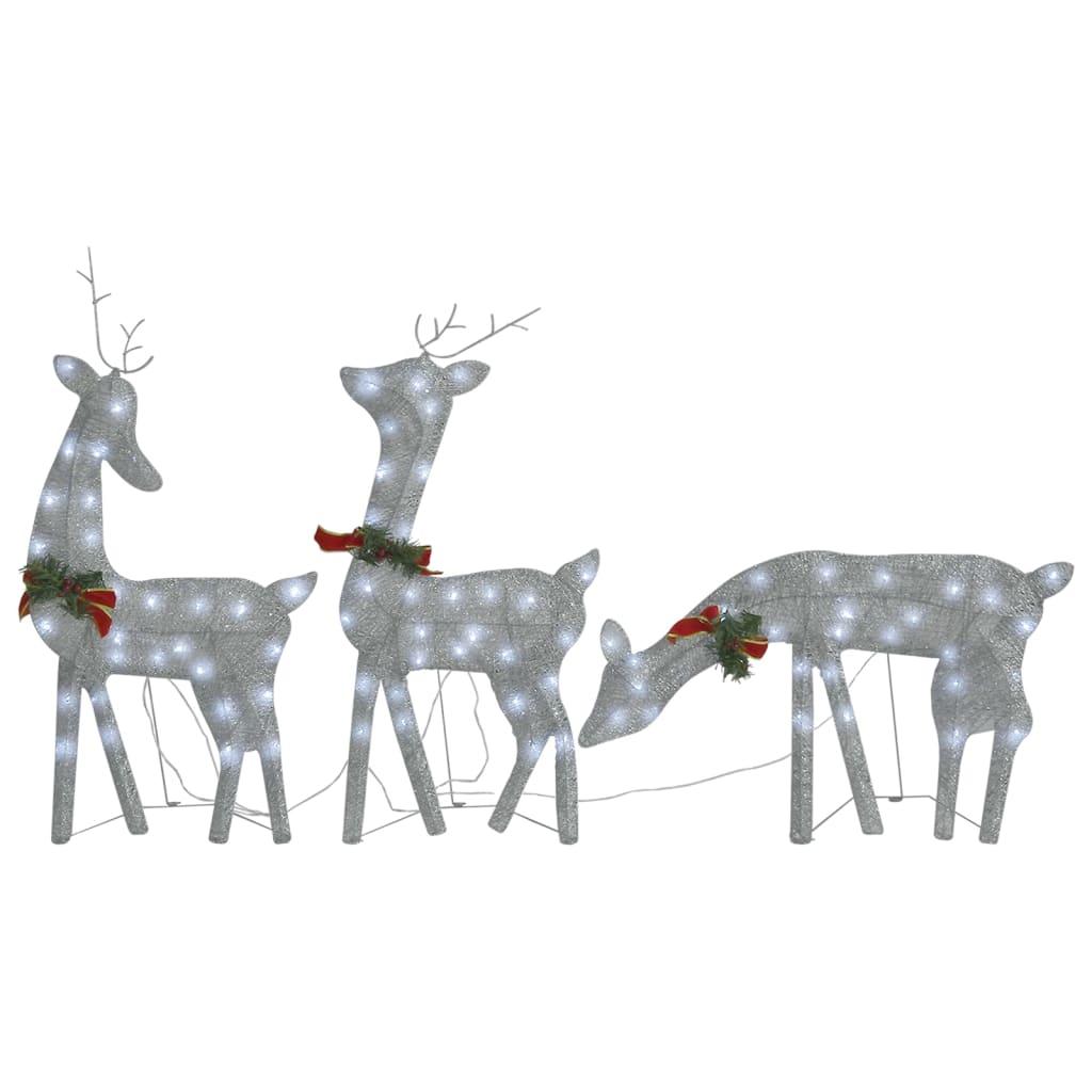 Christmas Reindeer Family 106.3"x2.8"x35.4" Silver Cold White Mesh at Set Shop and Smile