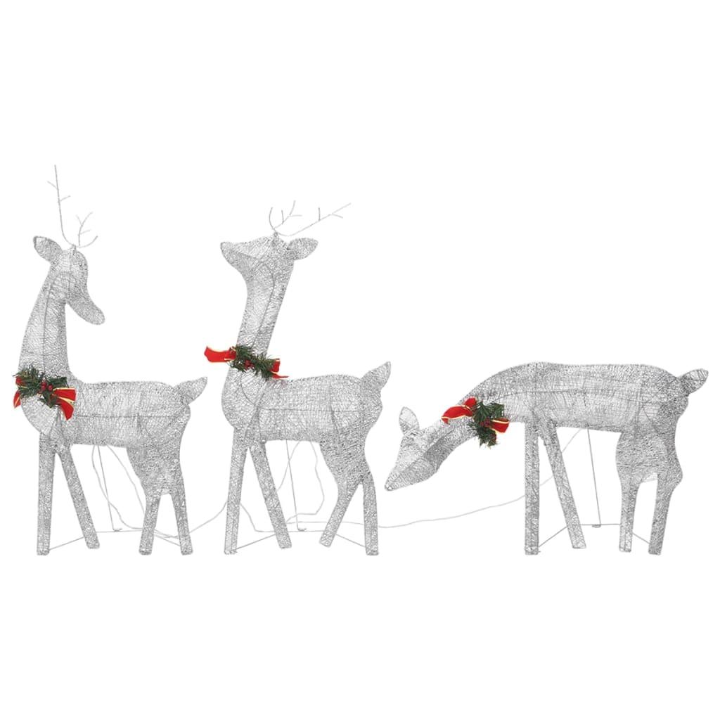 Christmas Reindeer Family 106.3"x2.8"x35.4" Silver Cold White Mesh at Set Shop and Smile