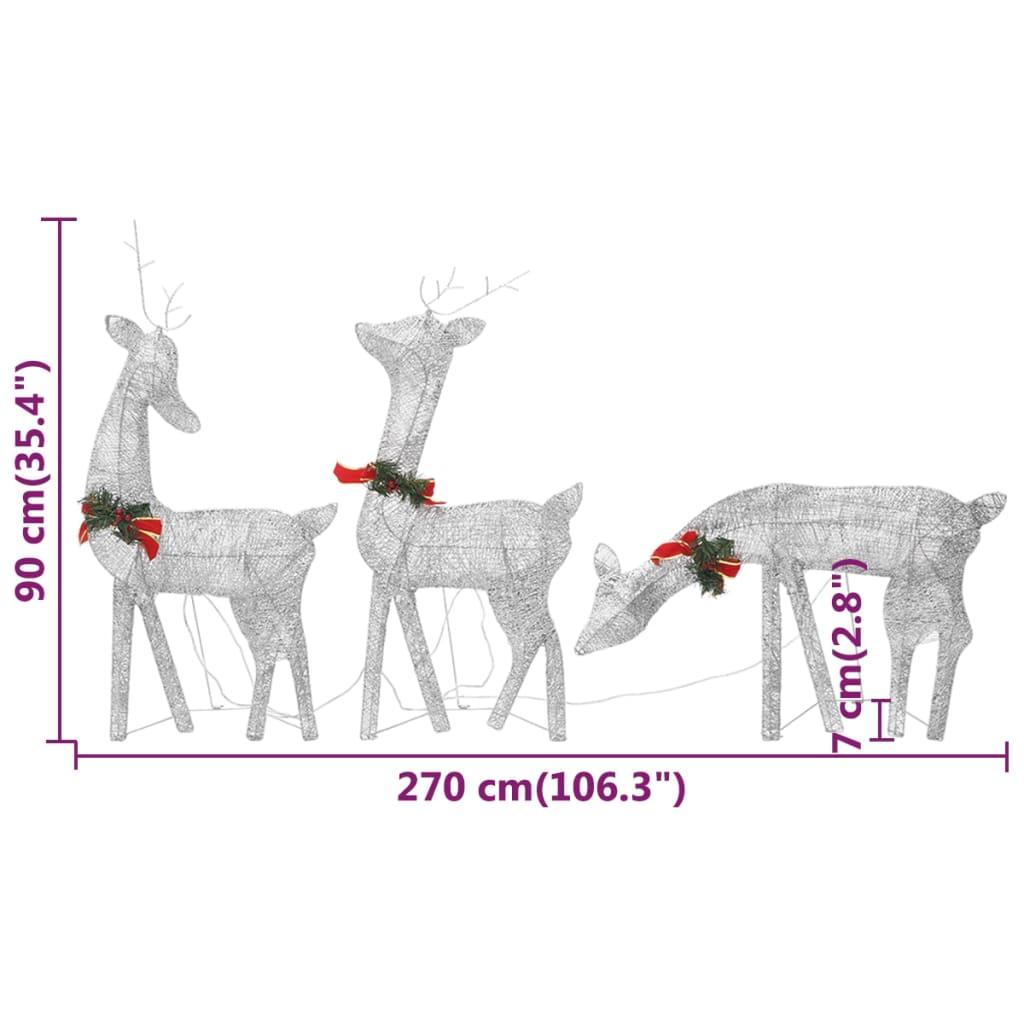 Christmas Reindeer Family 106.3"x2.8"x35.4" Silver Cold White Mesh at Set Shop and Smile