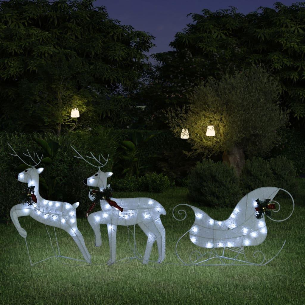 Reindeer & Sleigh Christmas Decoration 60 LEDs Outdoor White at Set Shop and Smile