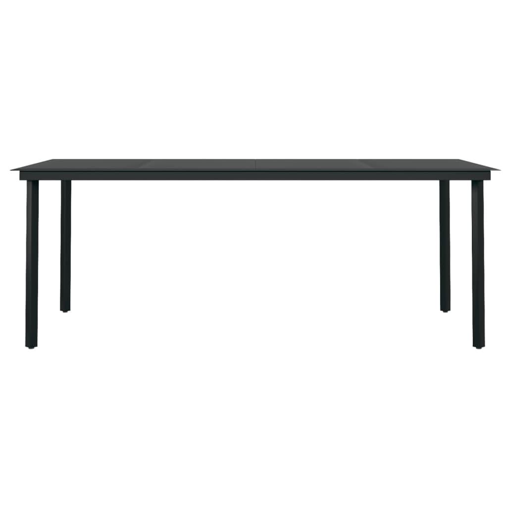 Patio Dining Table Black 78.7"x39.4"x29.1" Steel and Glass at Set Shop and Smile