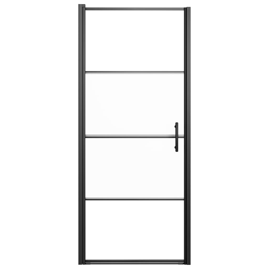Shower Door 35.8"x76.8" Half Frosted Tempered Glass Black at Set Shop and Smile