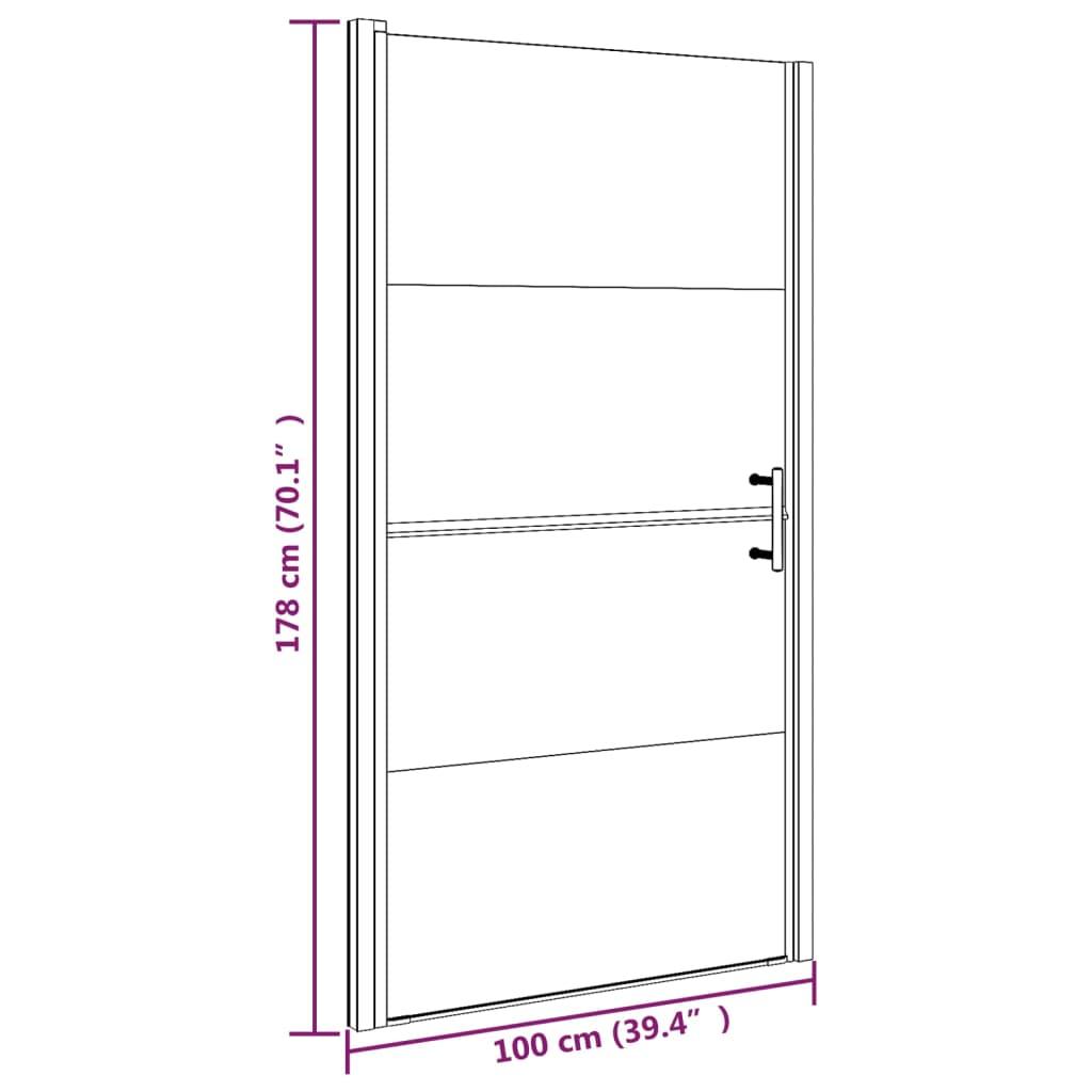 Shower Door 39.4"x70.1" Half Frosted Tempered Glass Black at Set Shop and Smile