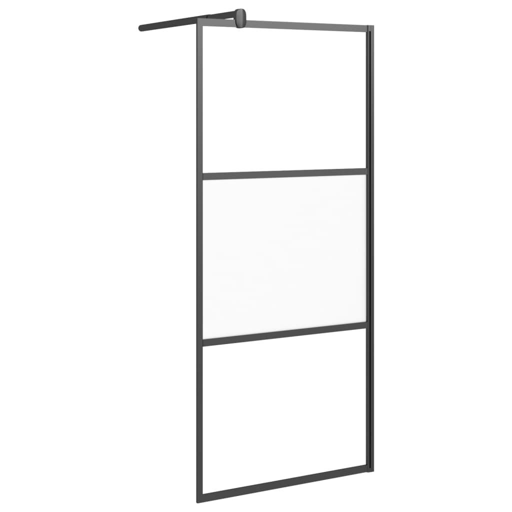 Walk-in Shower Wall 35.4"x76.8" Half Frosted ESG Glass Black at Set Shop and Smile