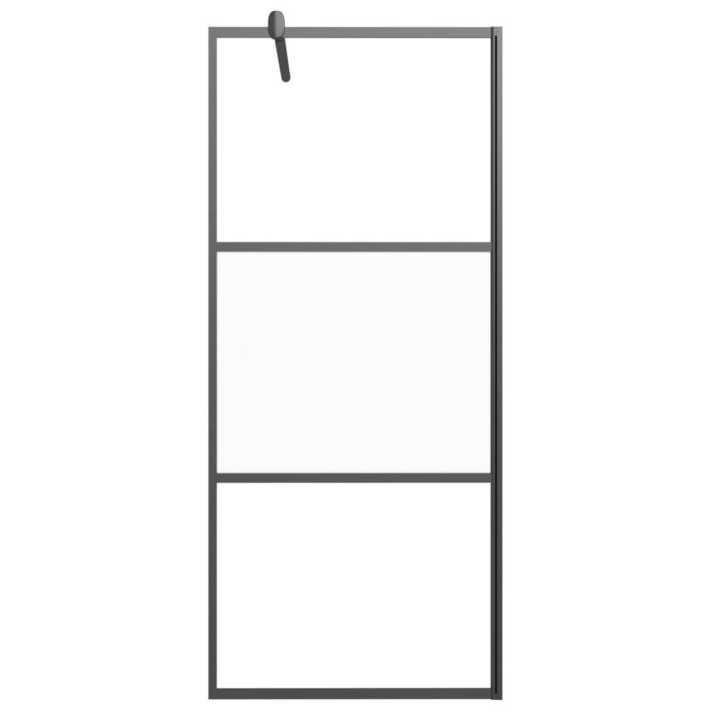 Walk-in Shower Wall 35.4"x76.8" Half Frosted ESG Glass Black at Set Shop and Smile