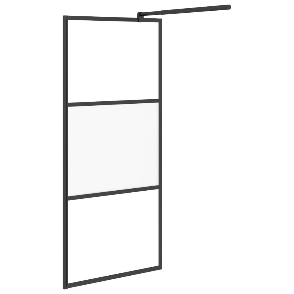 Walk-in Shower Wall 35.4"x76.8" Half Frosted ESG Glass Black at Set Shop and Smile