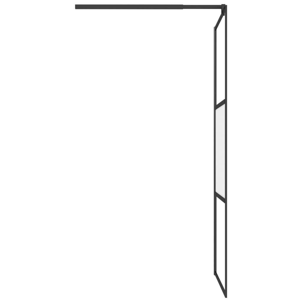 Walk-in Shower Wall 35.4"x76.8" Half Frosted ESG Glass Black at Set Shop and Smile