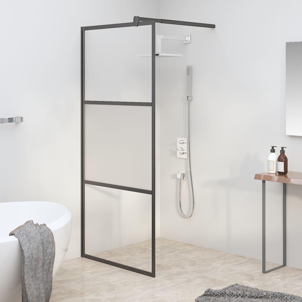 Walk-in Shower Wall 35.4"x76.8" Half Frosted ESG Glass Black at Set Shop and Smile