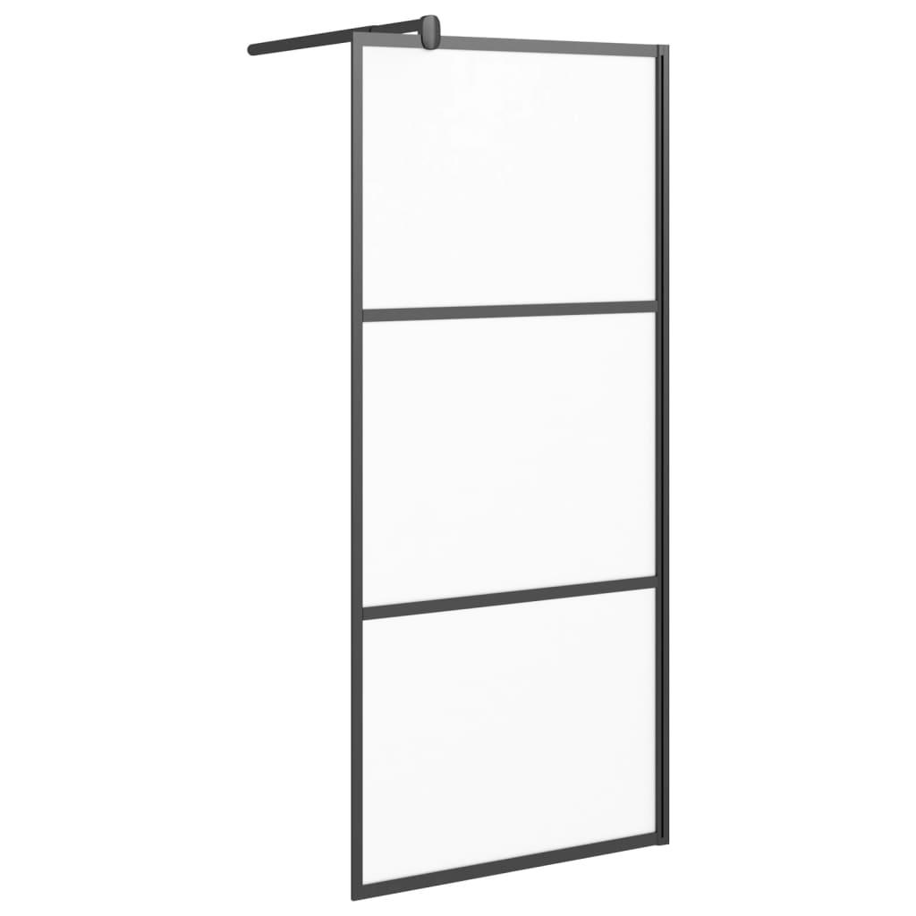 Walk-in Shower Wall 35.4"x76.8" Frosted ESG Glass Black at Set Shop and Smile