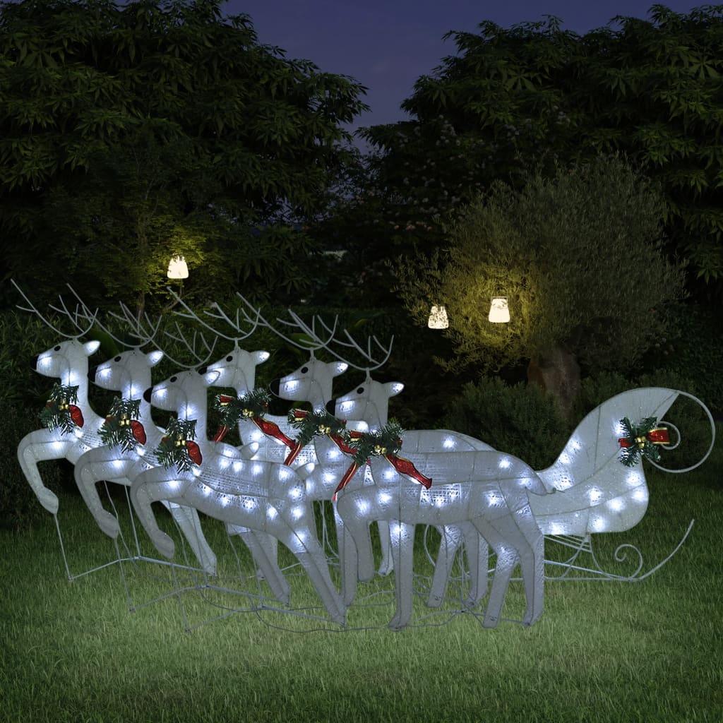 Reindeer & Sleigh Christmas Decoration 140 LEDs Outdoor White at Set Shop and Smile