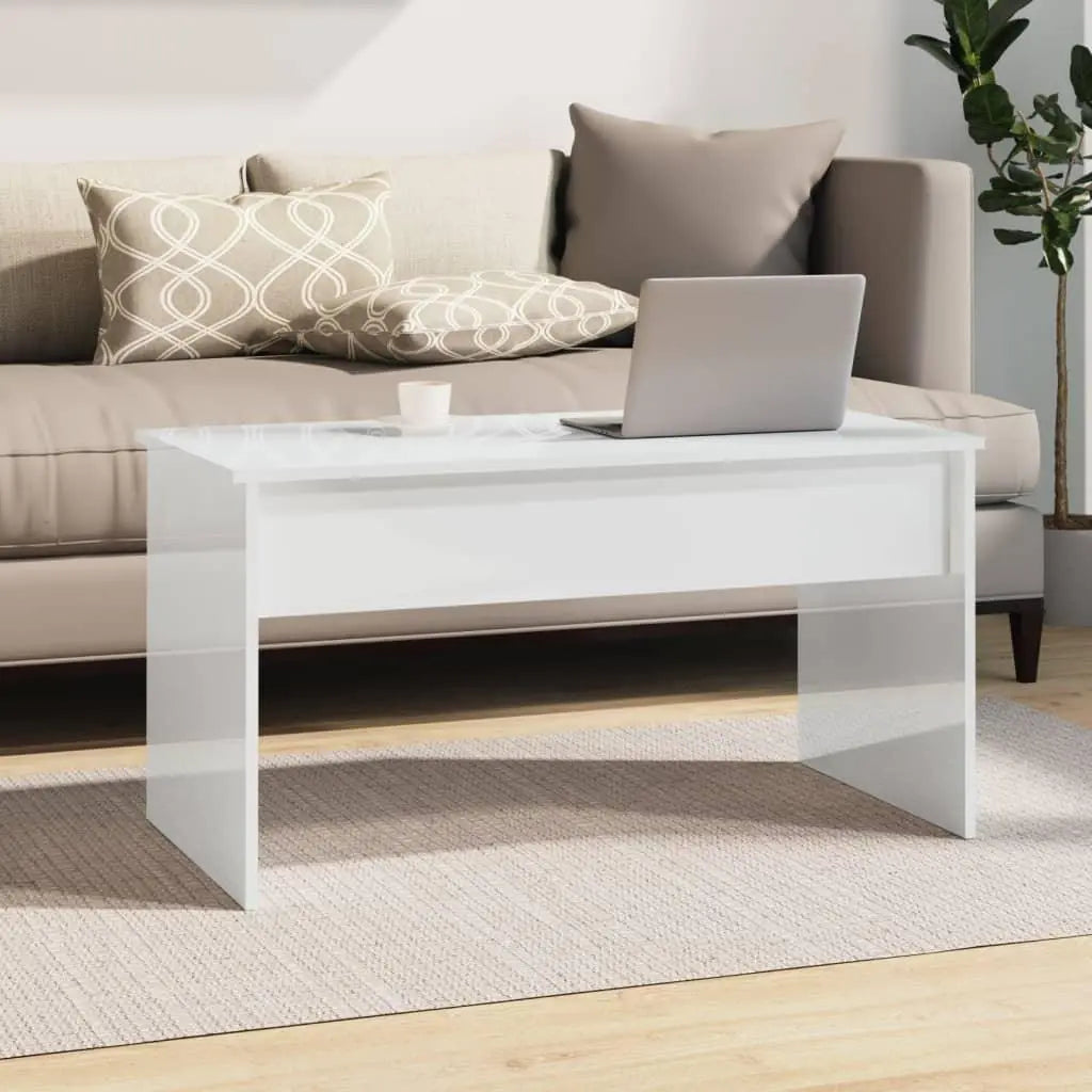 Coffee Table High Gloss White 40.2"x19.9"x20.7" Engineered Wood at Set Shop and Smile