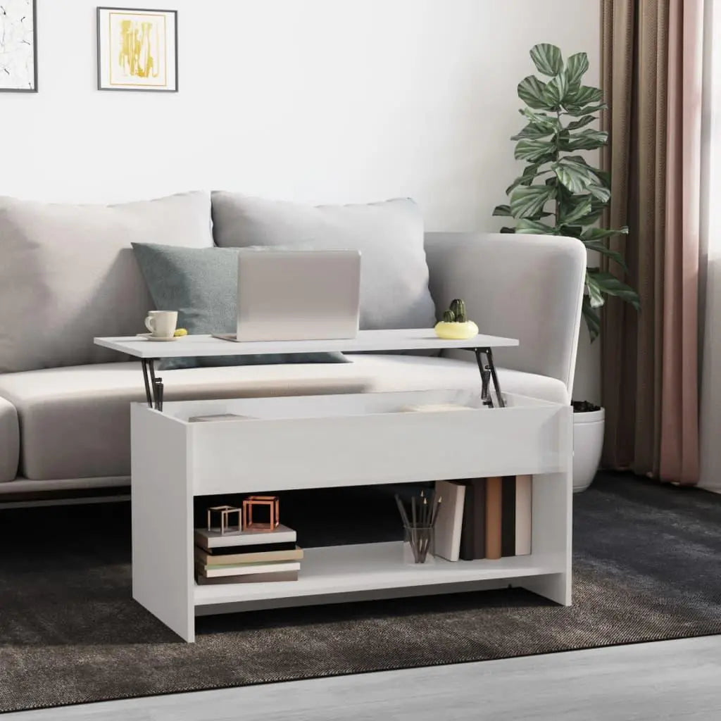 Coffee Table High Gloss White 40.2"x19.7"x20.7" Engineered Wood at Set Shop and Smile