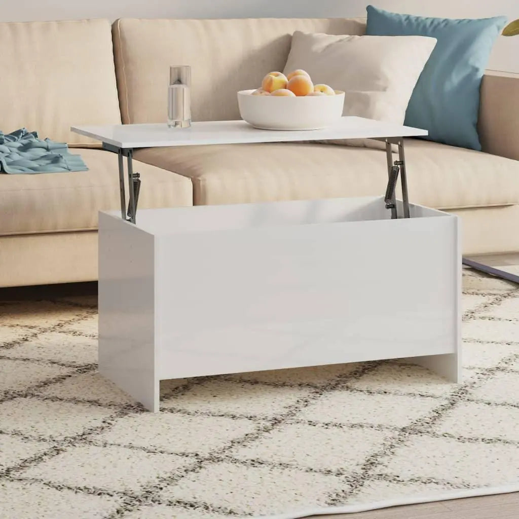 Coffee Table High Gloss White 40.2"x21.9"x20.7" Engineered Wood at Set Shop and Smile