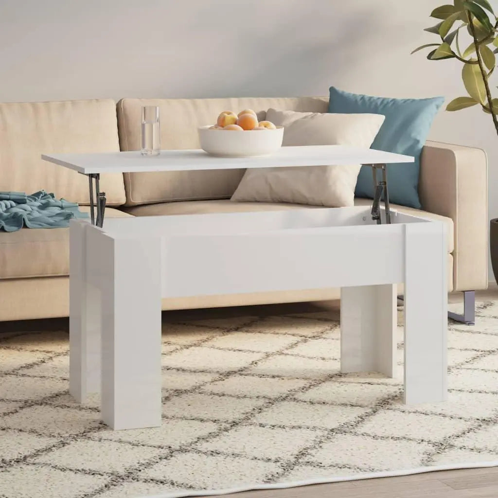 Coffee Table High Gloss White 39.8"x19.3"x20.5" Engineered Wood at Set Shop and Smile