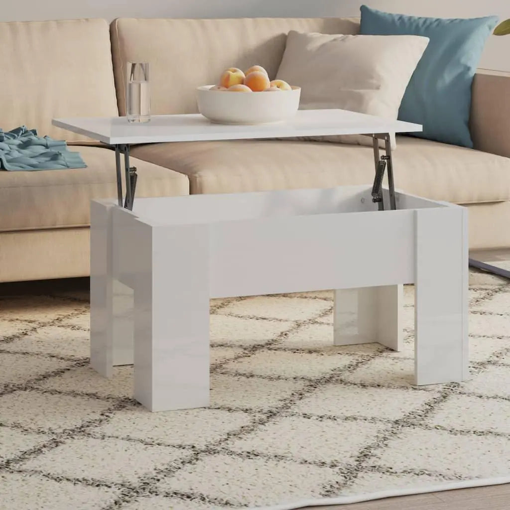 Coffee Table High Gloss White 31.1"x19.3"x16.1" Engineered Wood at Set Shop and Smile
