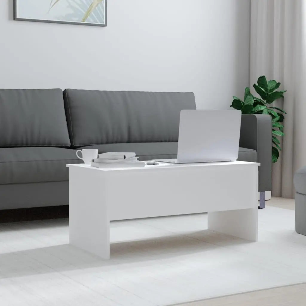 Coffee Table White 40.2"x19.9"x18.3" Engineered Wood at Set Shop and Smile
