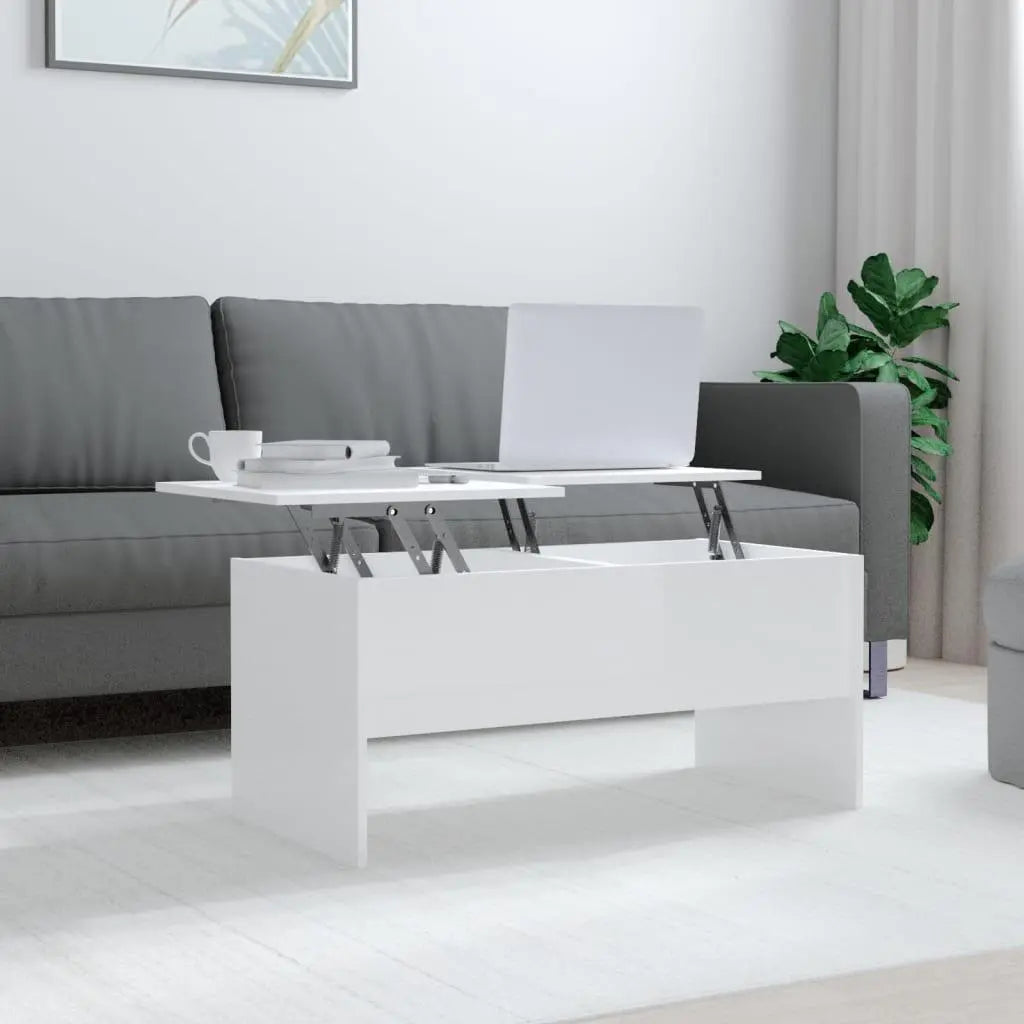 Coffee Table High Gloss White 40.2"x19.9"x18.3" Engineered Wood at Set Shop and Smile