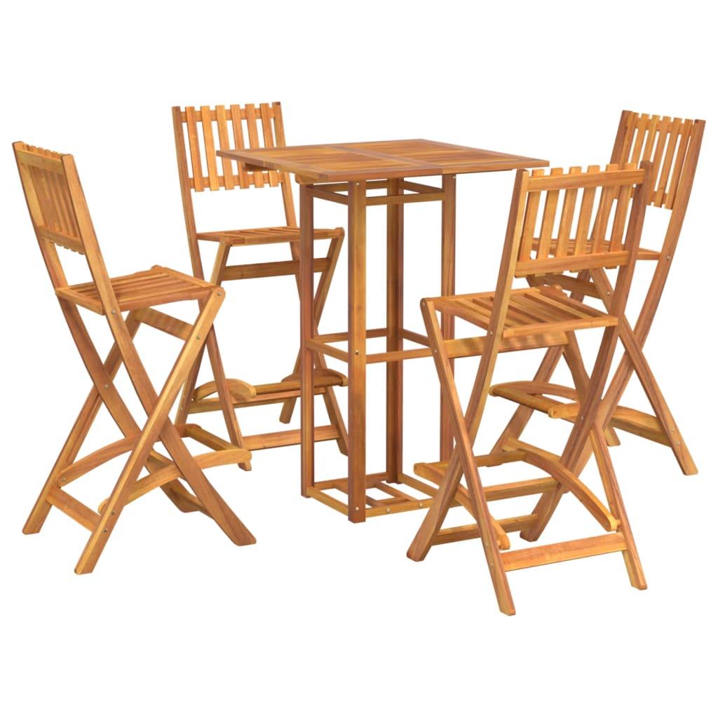5 Piece Outdoor Bar Set Solid Wood Acacia at Set Shop and Smile
