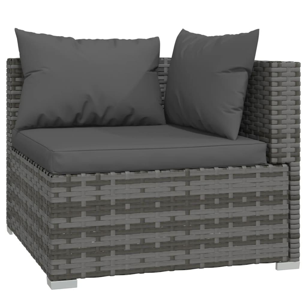 5 Piece Garden Lounge Set with Cushions Poly Rattan Gray at Set Shop and Smile