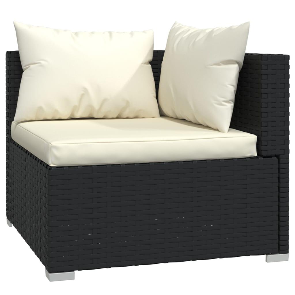 4 Piece Patio Lounge Set with Cushions Poly Rattan Black at Set Shop and Smile