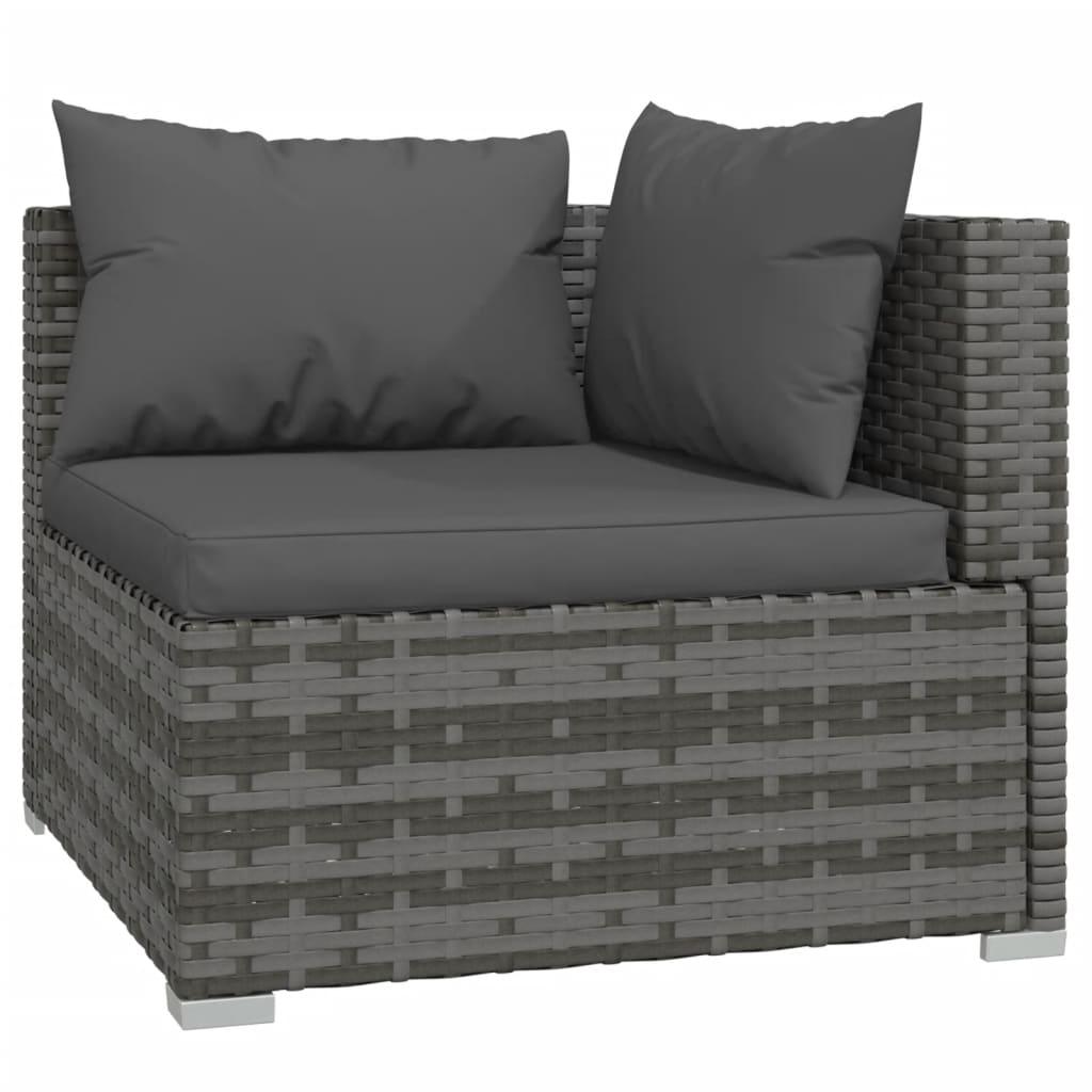 5 Piece Patio Lounge Set with Cushions Poly Rattan Gray at Set Shop and Smile