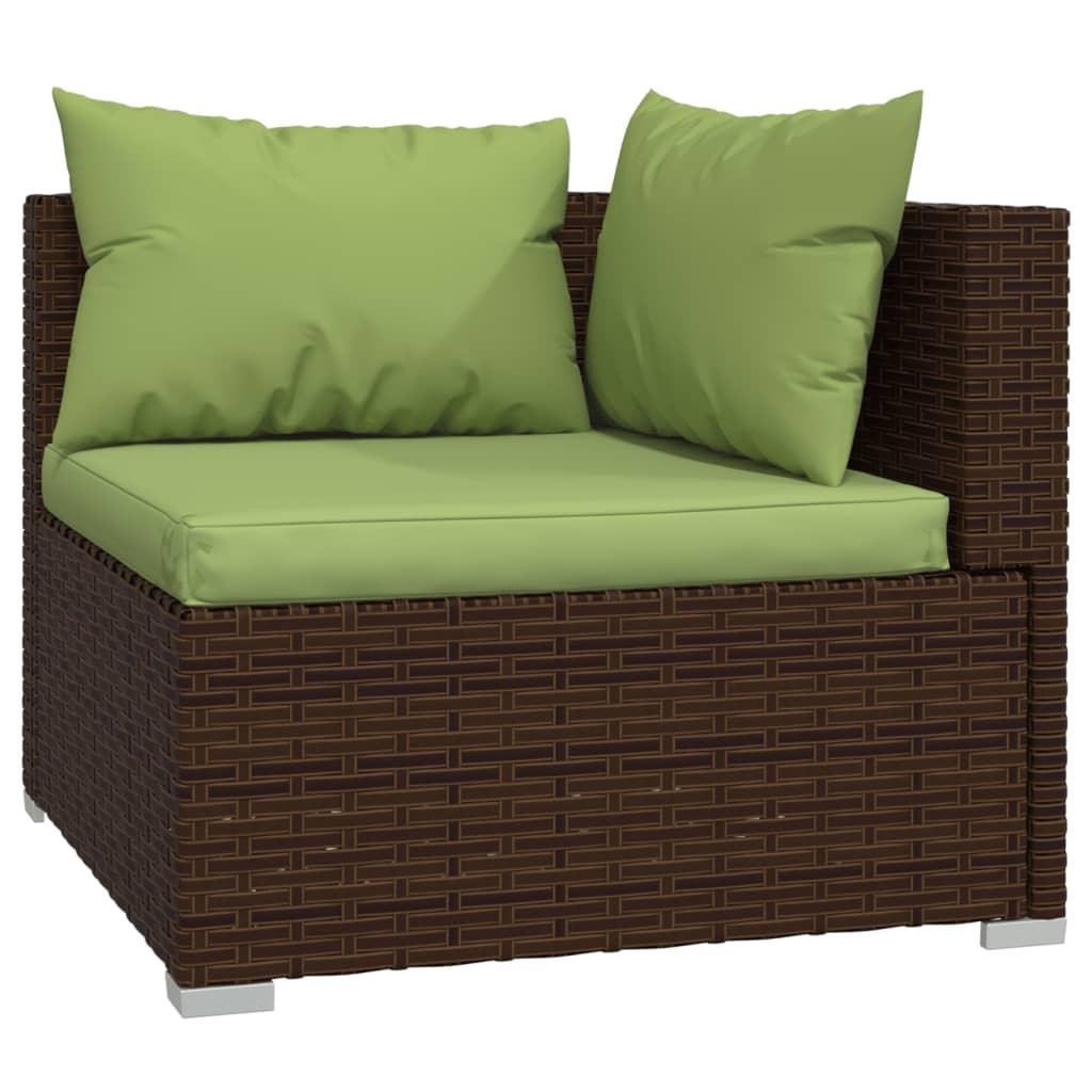 6 Piece Patio Lounge Set with Cushions Poly Rattan Brown at Set Shop and Smile