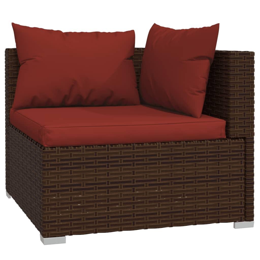 7 Piece Patio Lounge Set with Cushions Poly Rattan Brown at Set Shop and Smile