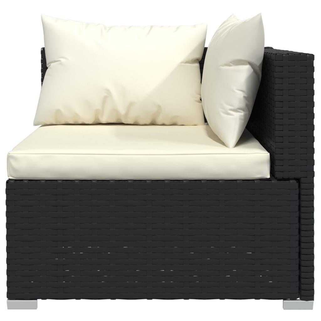 7 Piece Garden Lounge Set with Cushions Poly Rattan Black at Set Shop and Smile