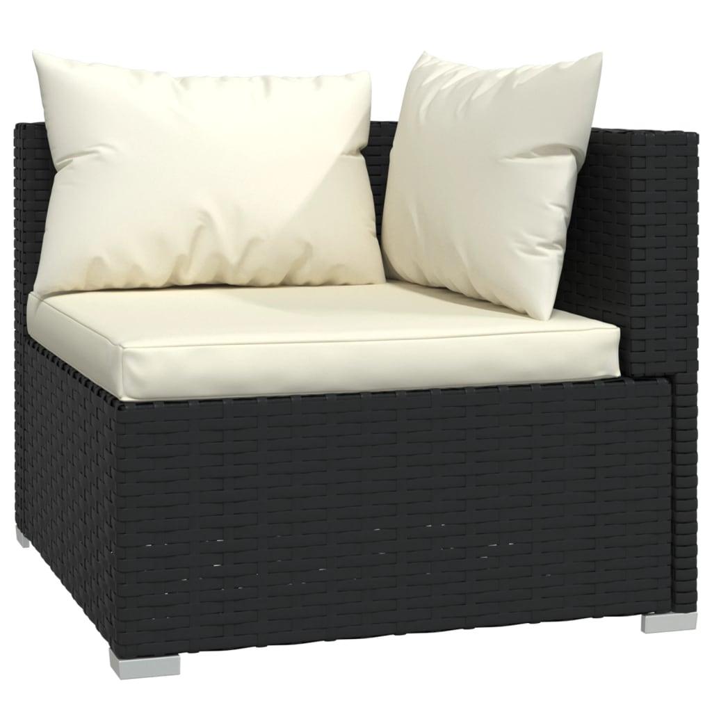 6 Piece Patio Lounge Set with Cushions Poly Rattan Black at Set Shop and Smile