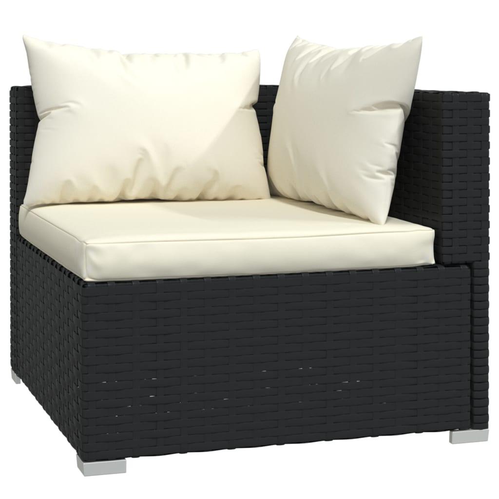 5 Piece Patio Lounge Set with Cushions Poly Rattan Black at Set Shop and Smile