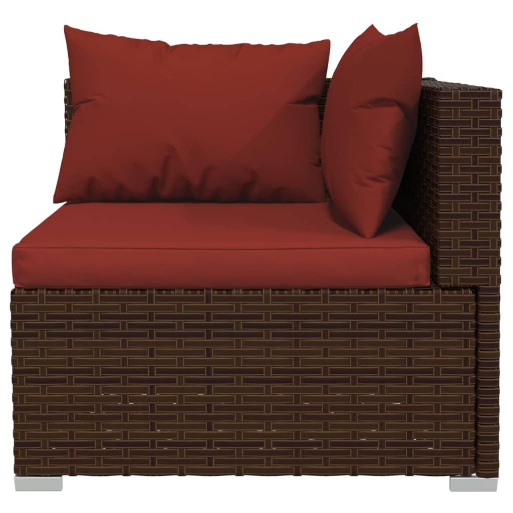 5 Piece Patio Lounge Set with Cushions Poly Rattan Brown at Set Shop and Smile