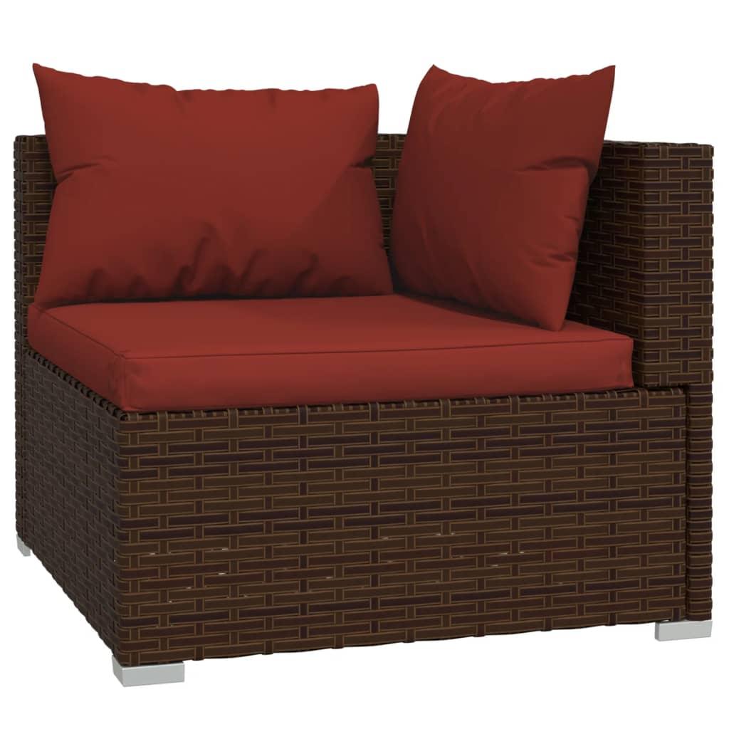 10 Piece Patio Lounge Set with Cushions Poly Rattan Brown at Set Shop and Smile