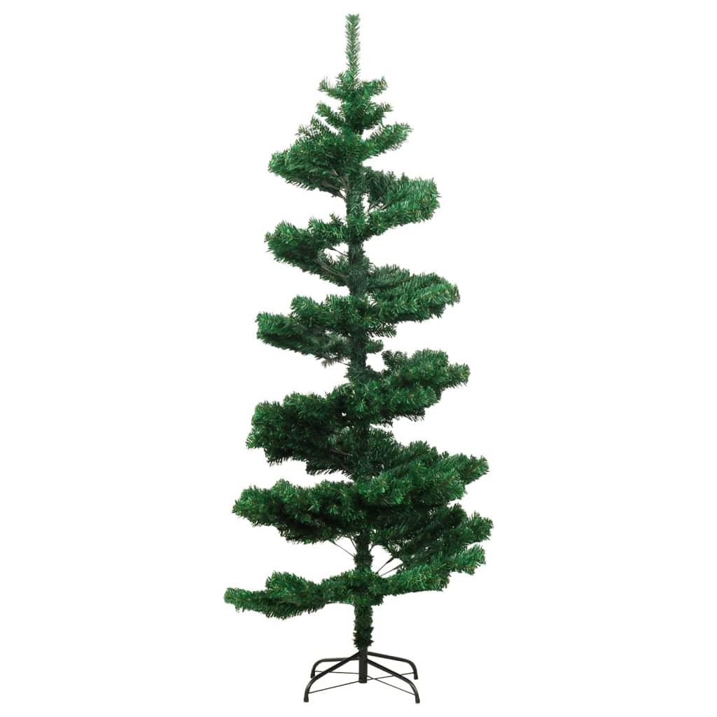 Swirl Christmas Tree with Stand and LEDs Green 5 ft PVC at Set Shop and Smile