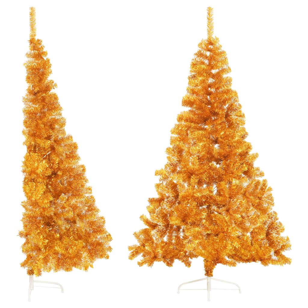 Artificial Half Christmas Tree with Stand Gold 8 ft PVC at Set Shop and Smile