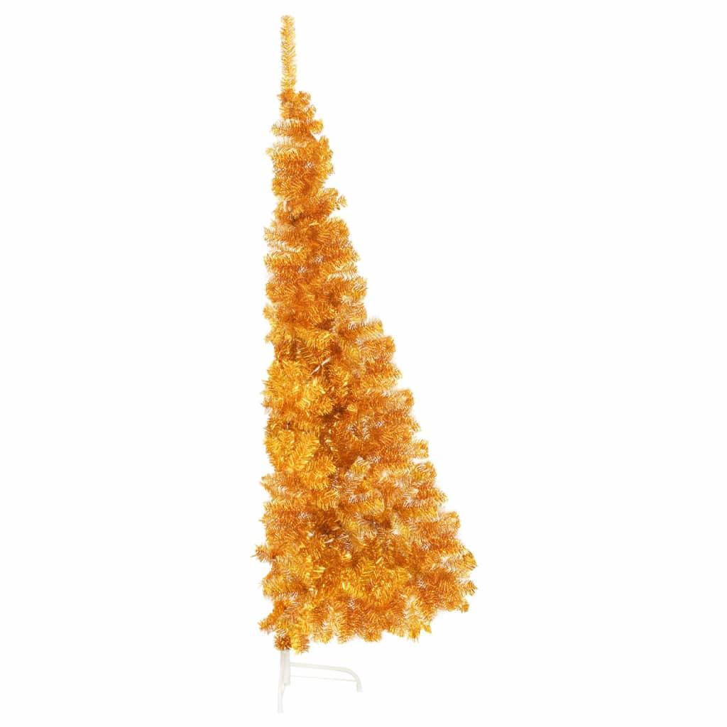 Artificial Half Christmas Tree with Stand Gold 8 ft PVC at Set Shop and Smile