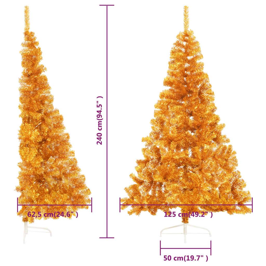 Artificial Half Christmas Tree with Stand Gold 8 ft PVC at Set Shop and Smile