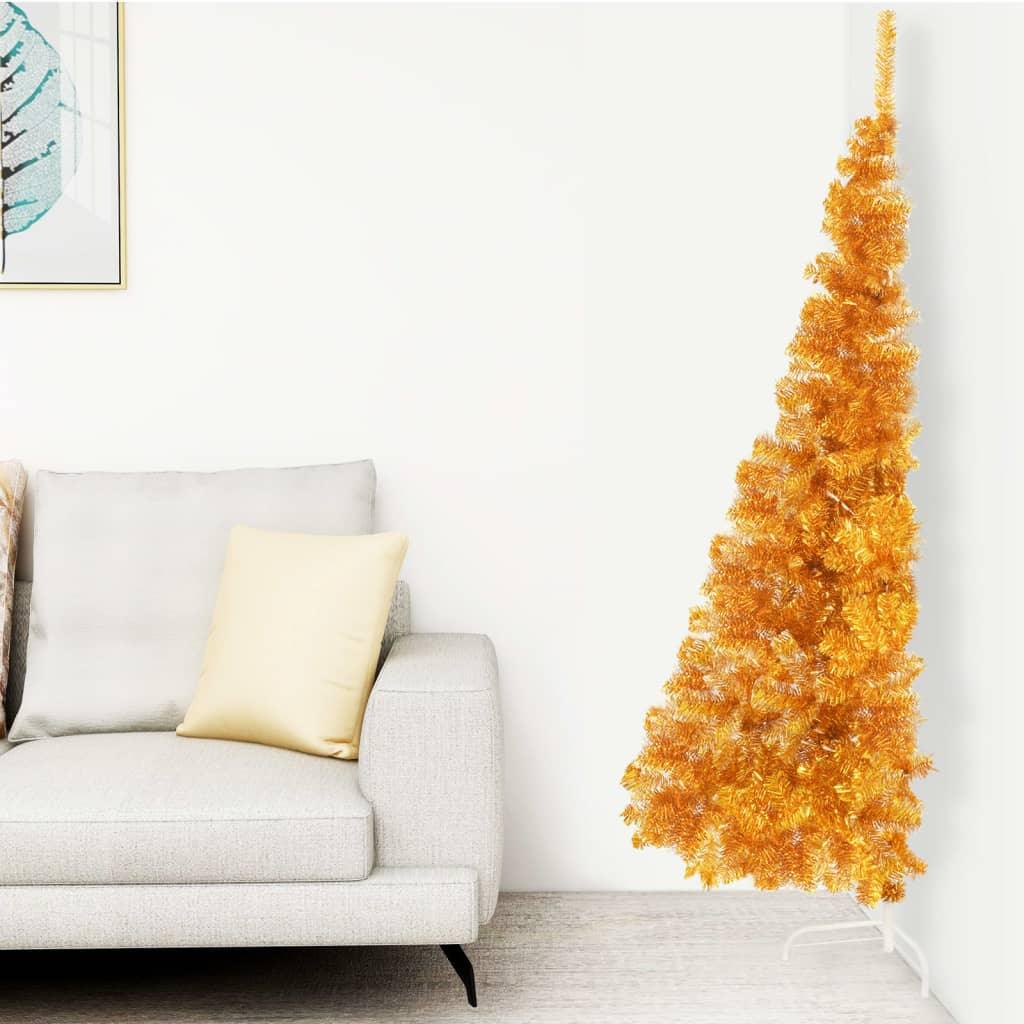 Artificial Half Christmas Tree with Stand Gold 8 ft PVC at Set Shop and Smile