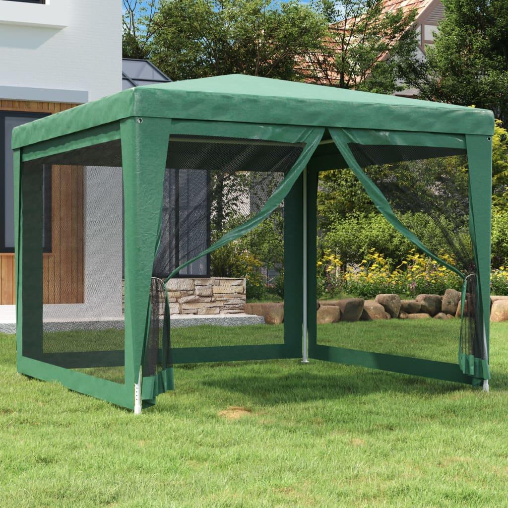 Party Tent with 4 Mesh Sidewalls Green 9.8'x9.8' HDPE at Set Shop and Smile