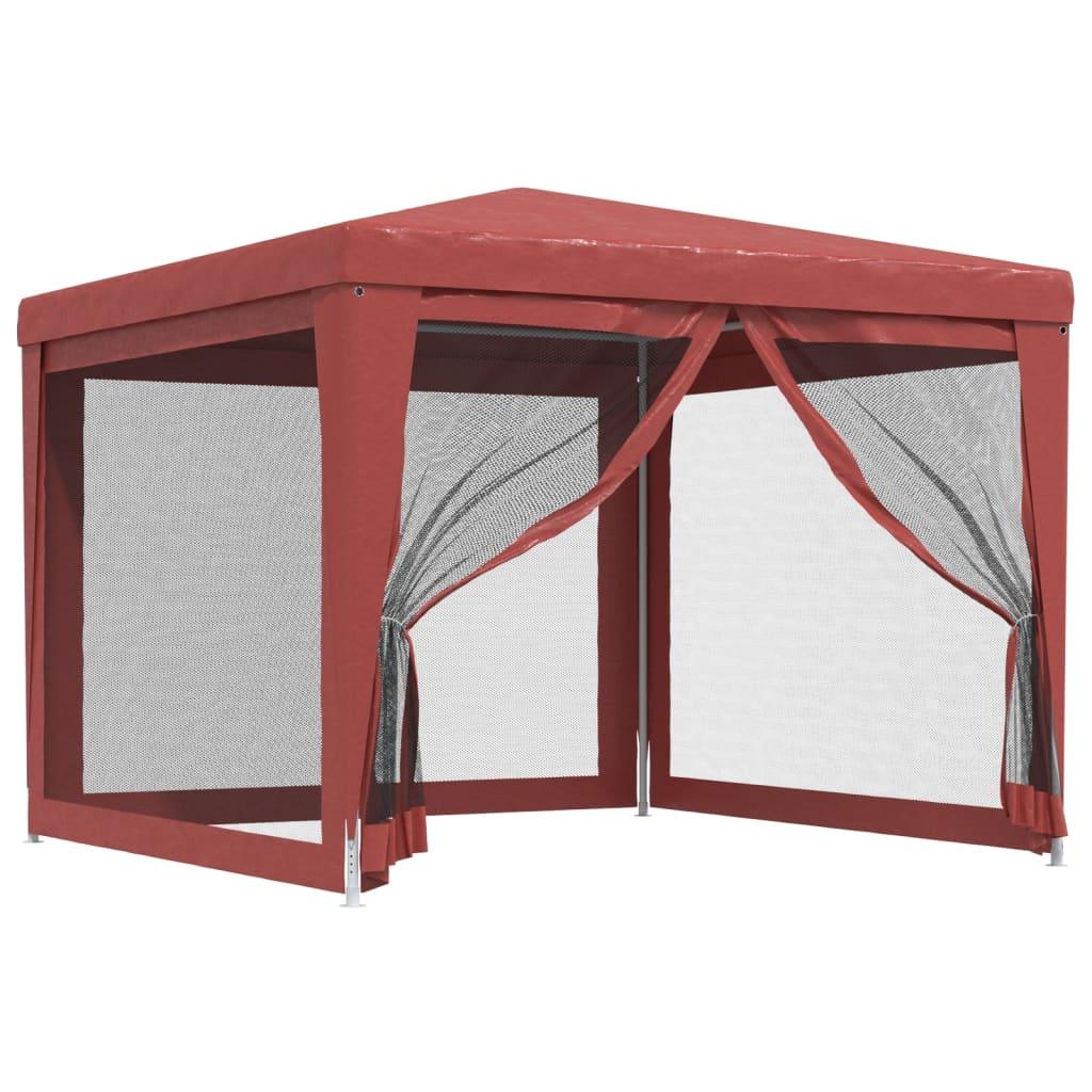 Party Tent with 4 Mesh Sidewalls Red 9.8'x9.8' HDPE at Set Shop and Smile