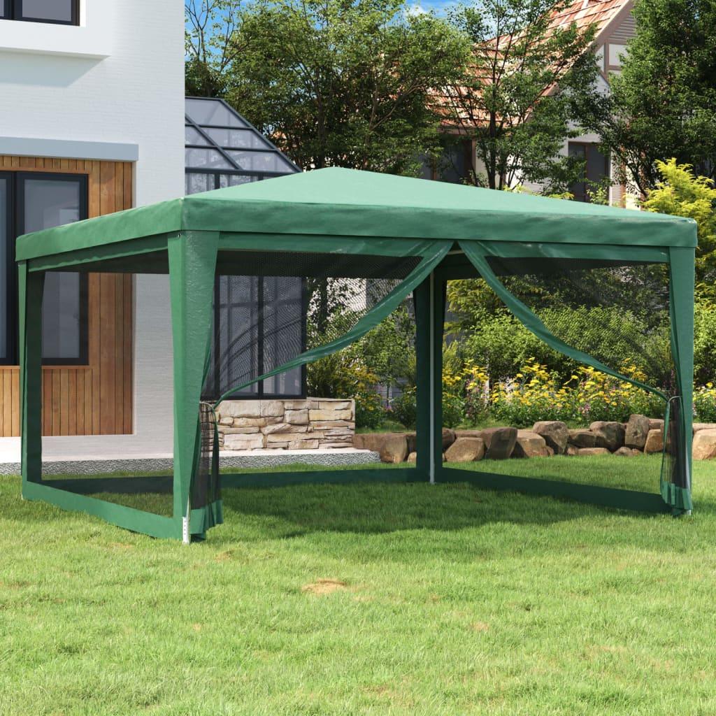 Party Tent with 4 Mesh Sidewalls Green 13.1'x13.1' HDPE at Set Shop and Smile