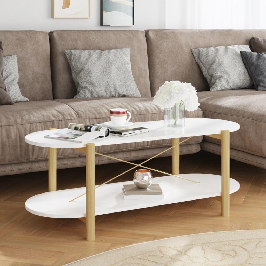 Coffee Table White 43.3"x18.9"x15.7" Engineered Wood at Set Shop and Smile