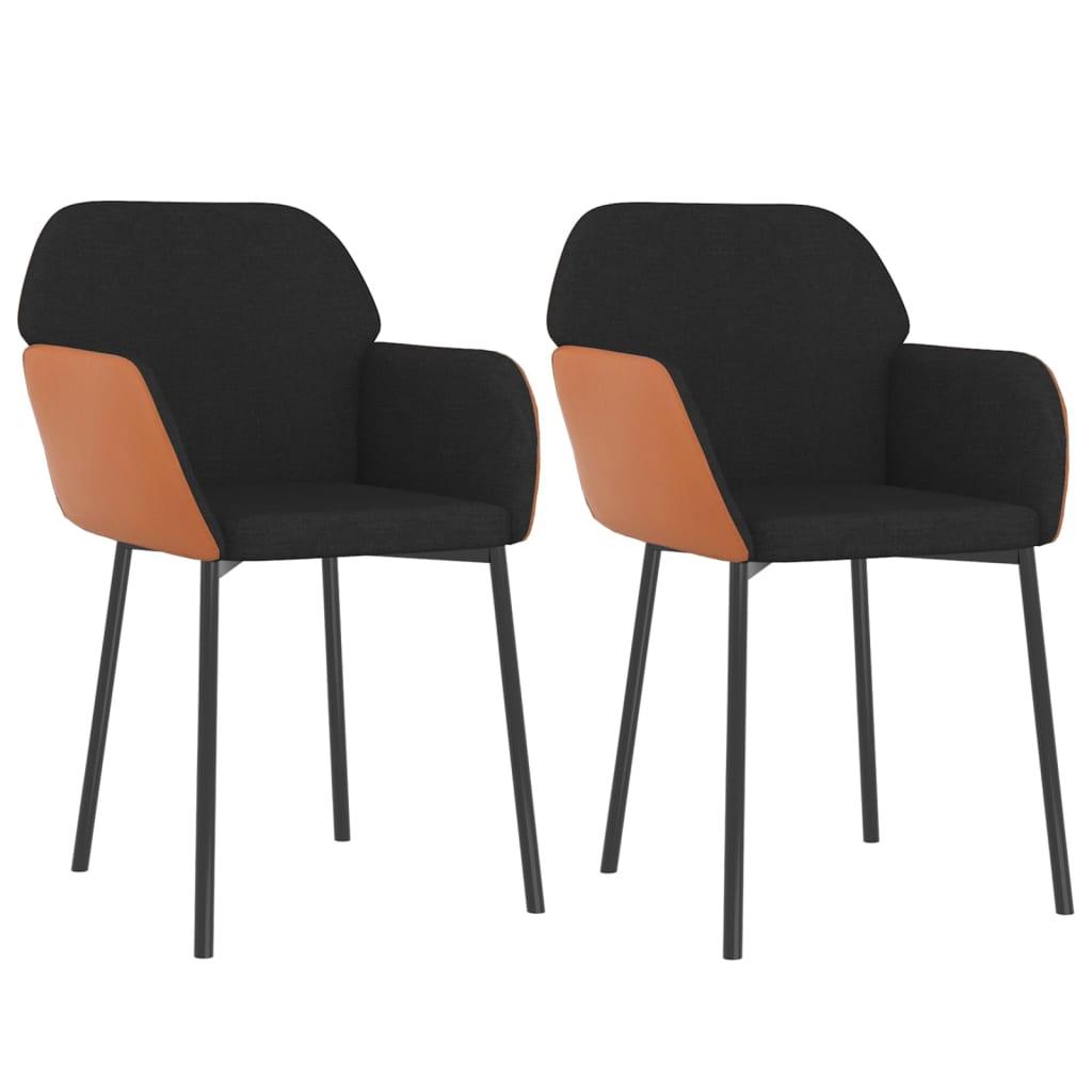 Dining Chairs 2 pcs Black Fabric and Faux Leather at Set Shop and Smile