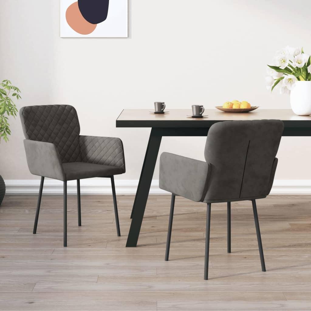 Dining Chairs 2 pcs Dark Gray Velvet at Set Shop and Smile