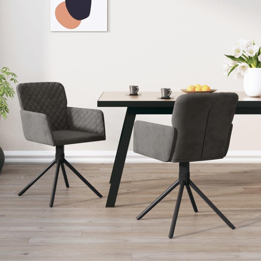 Swivel Dining Chairs 2 pcs Dark Gray Velvet at Set Shop and Smile