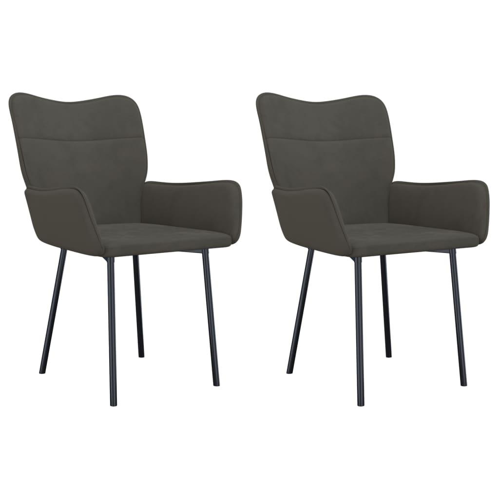 Dining Chairs 2 pcs Dark Gray Velvet at Set Shop and Smile