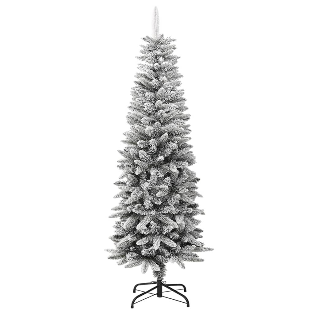 Artificial Slim Christmas Tree with Flocked Snow 5 ft PVC&PE at Set Shop and Smile