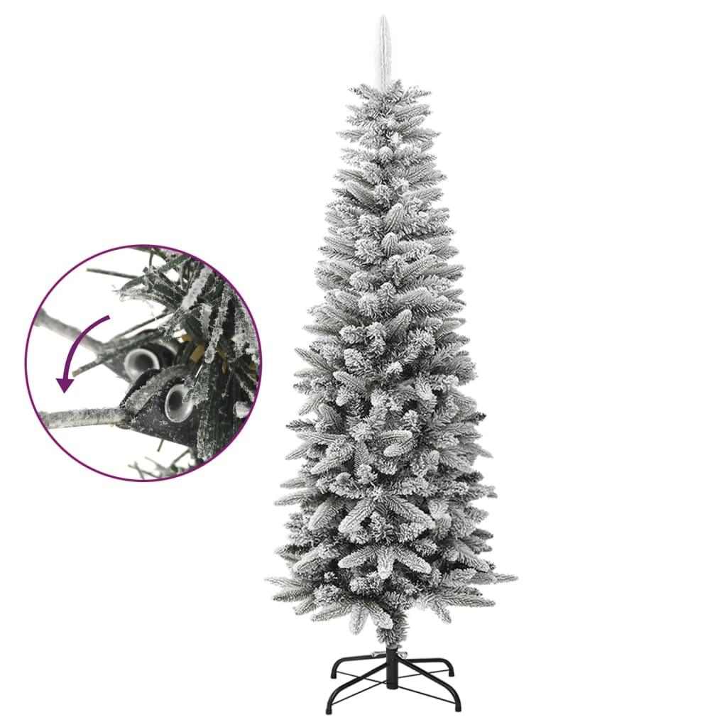 Artificial Slim Christmas Tree with Flocked Snow 5 ft PVC&PE at Set Shop and Smile